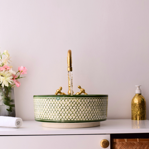 Moroccan Handmade Round Ceramic Sink