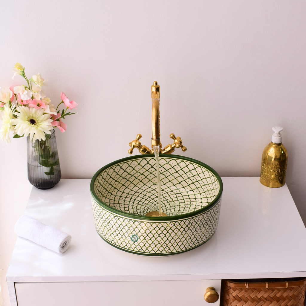 Moroccan Handmade Round Ceramic Sink