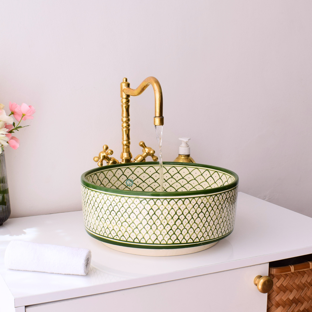 Moroccan Handmade Round Ceramic Sink