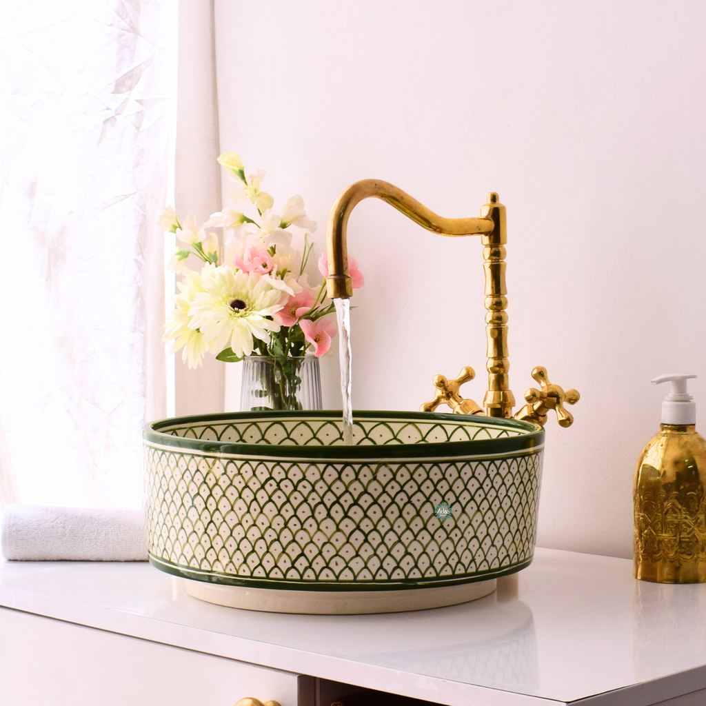 Moroccan Handmade Round Ceramic Sink