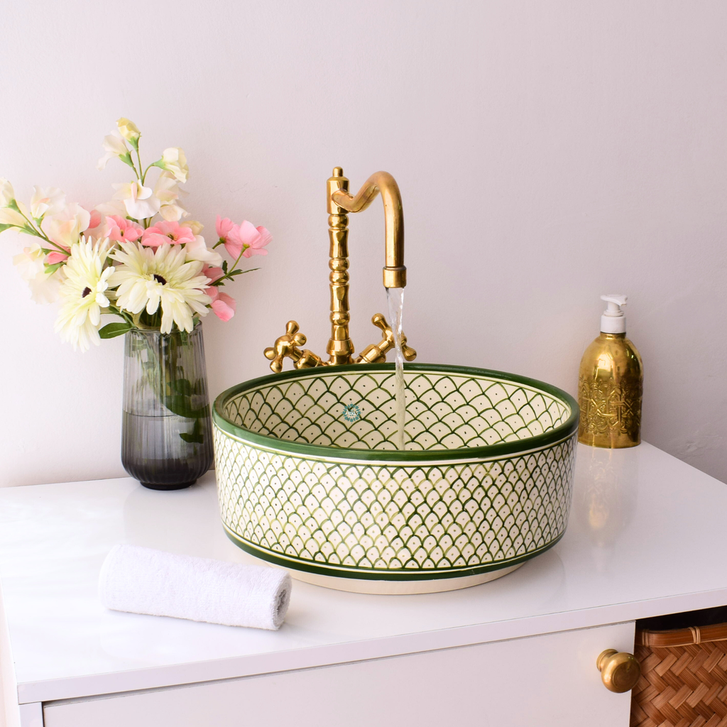 Moroccan Handmade Round Ceramic Sink