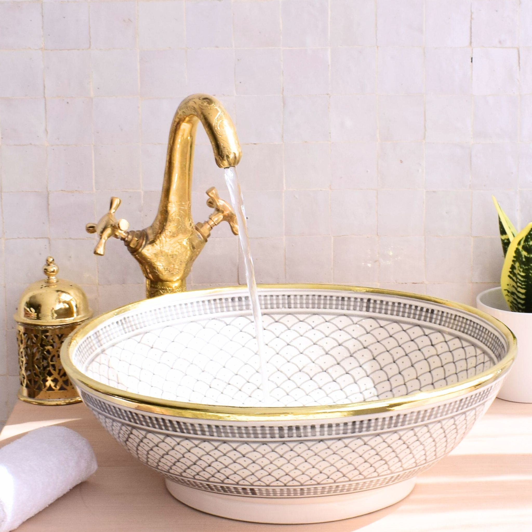Moroccan Handmade Round Ceramic Sink