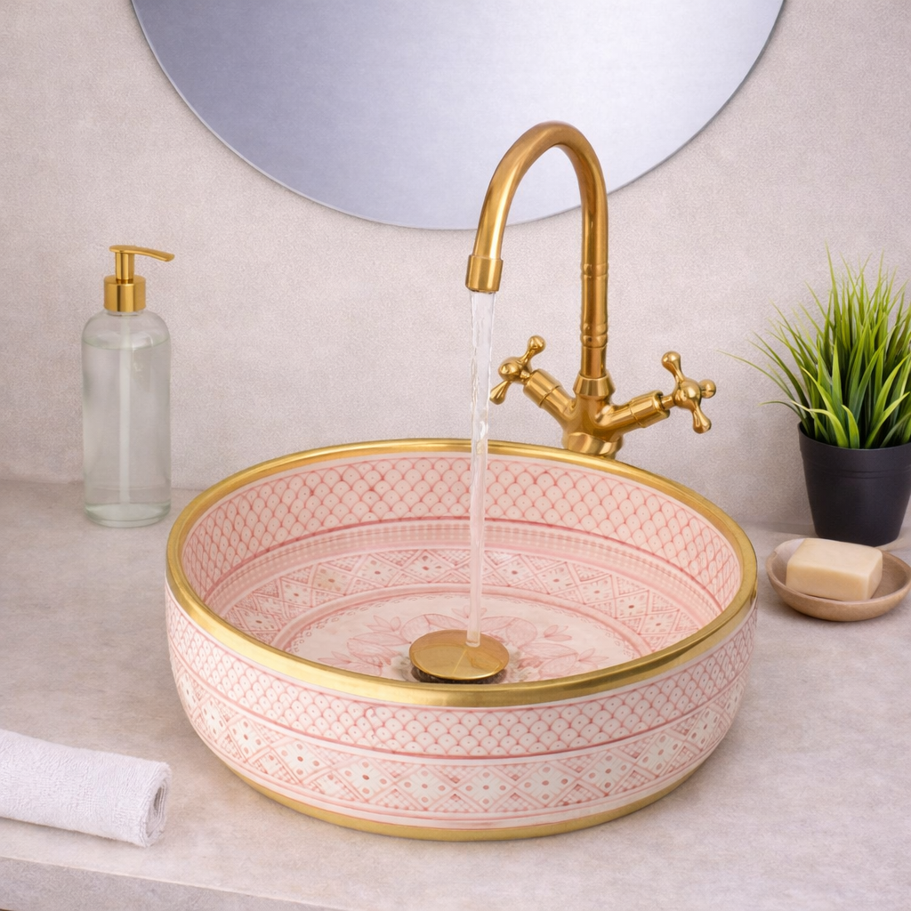 Moroccan handmade ceramic sink for bathroom decor