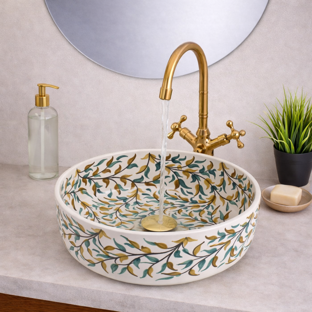Moroccan handmade ceramic sink for bathroom decor