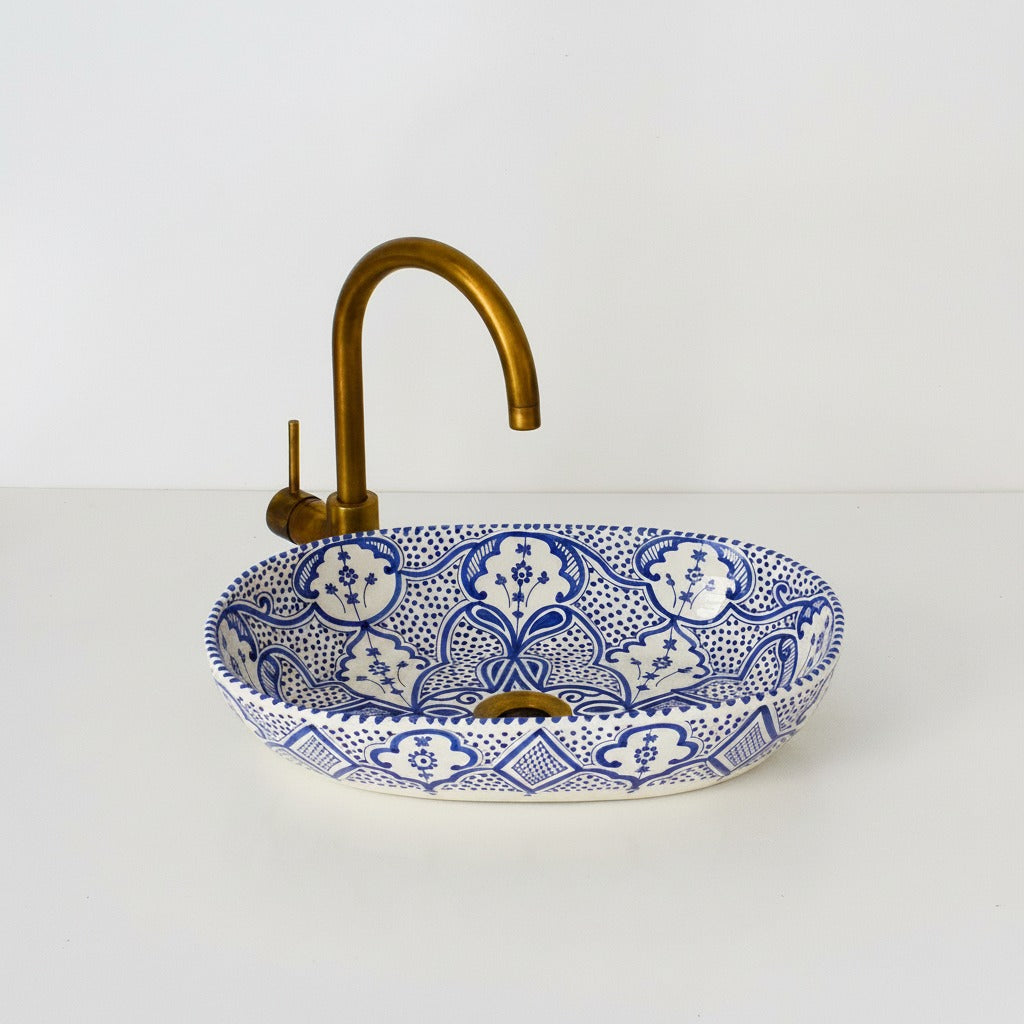 Oval Ceramic Sink, handmade moroccan sink for bathroom decor (Copy)