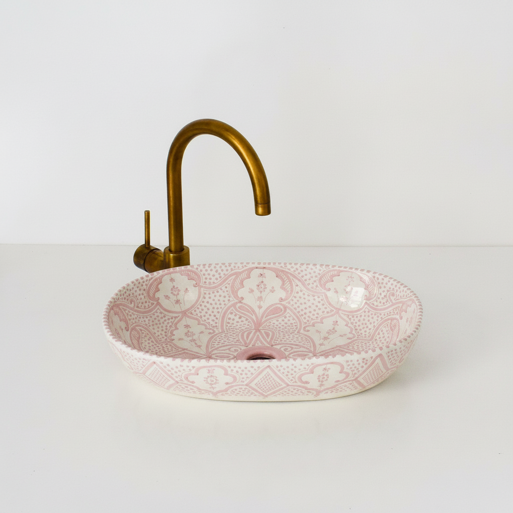 Oval Ceramic Sink, handmade moroccan sink for bathroom decor (Copy)