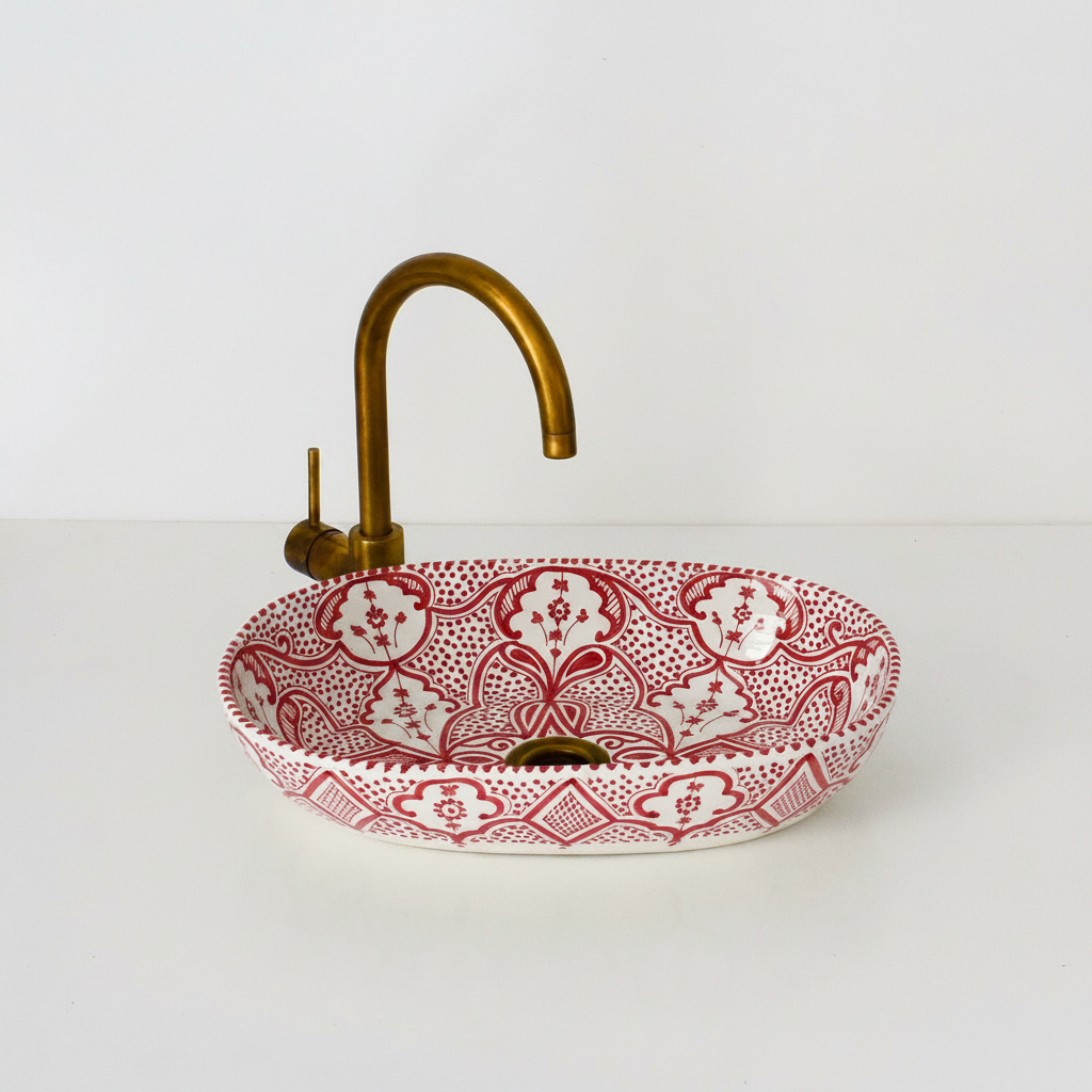 Oval Ceramic Sink, handmade moroccan sink for bathroom decor (Copy)