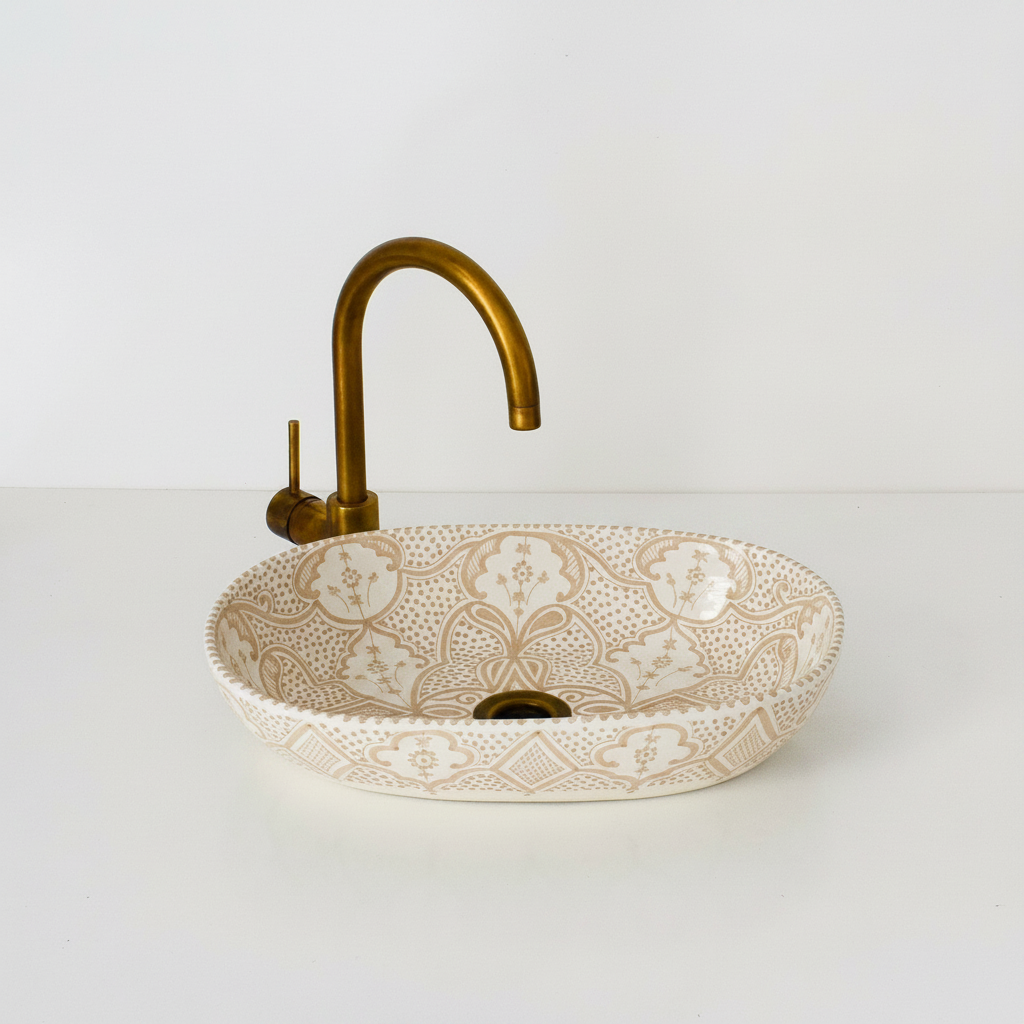 Oval Ceramic Sink, handmade moroccan sink for bathroom decor (Copy)