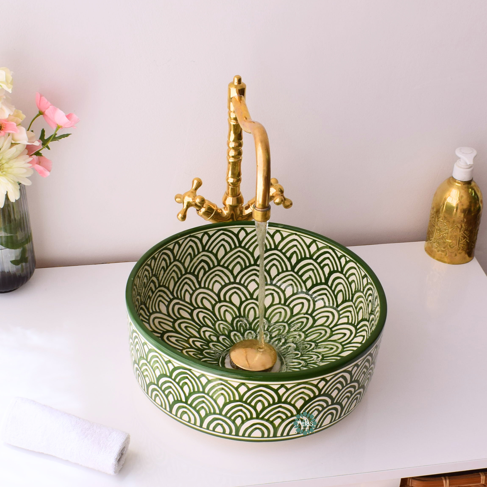 Moroccan handmade ceramic sink for bathroom decor