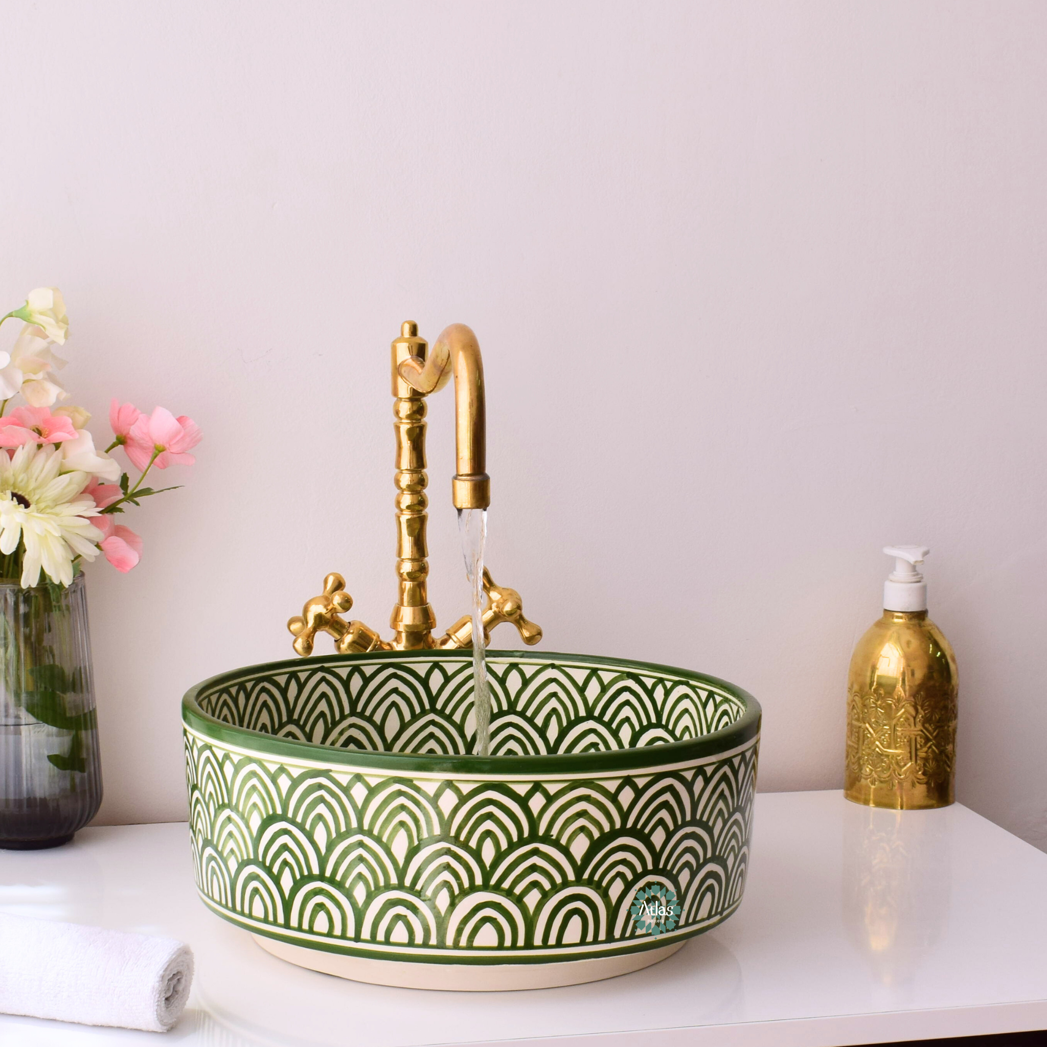 Moroccan handmade ceramic sink for bathroom decor