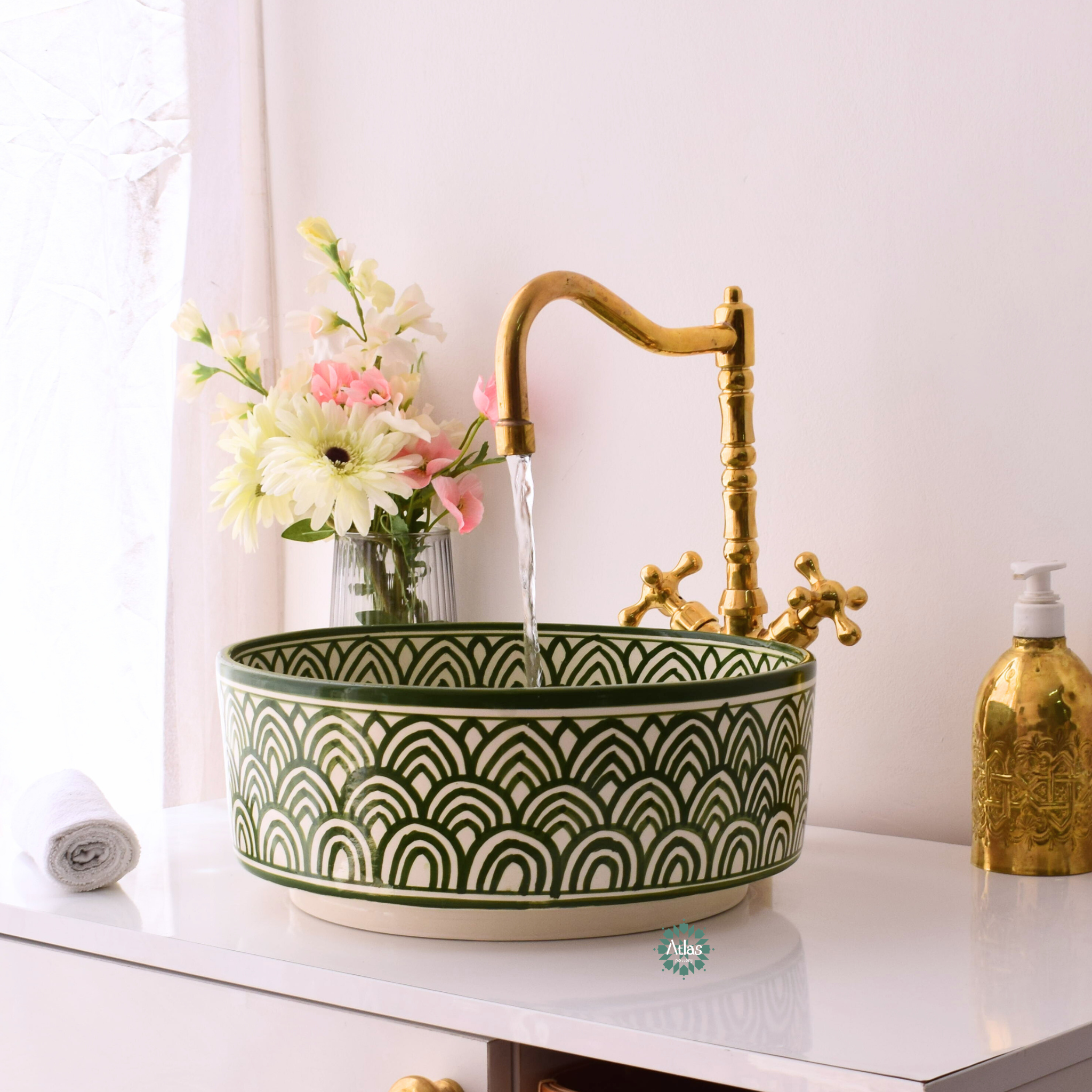 Moroccan handmade ceramic sink for bathroom decor