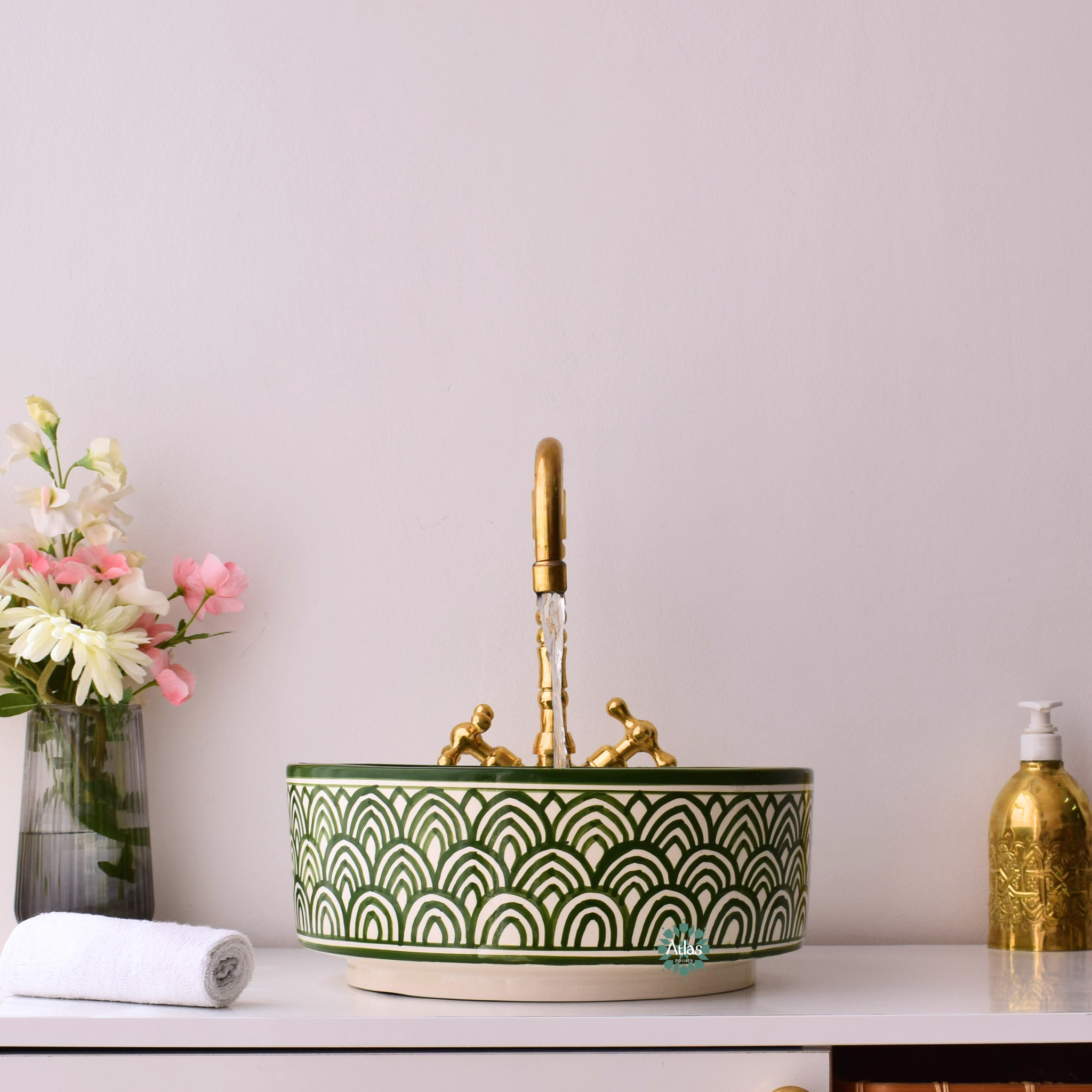 Moroccan handmade ceramic sink for bathroom decor