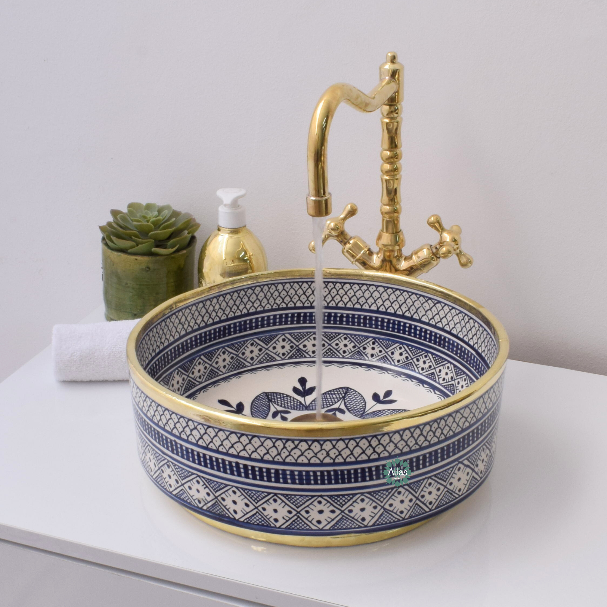 Moroccan Handmade Round Ceramic Sink