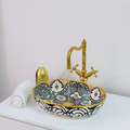 Moroccan Handmade oval Ceramic Sink with brass rim