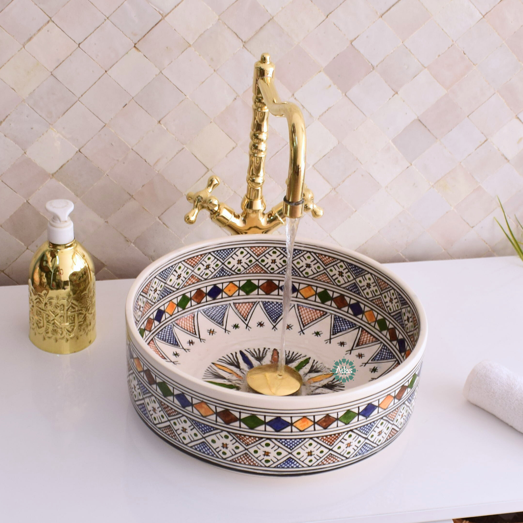 Moroccan handmade ceramic sink for bathroom decor