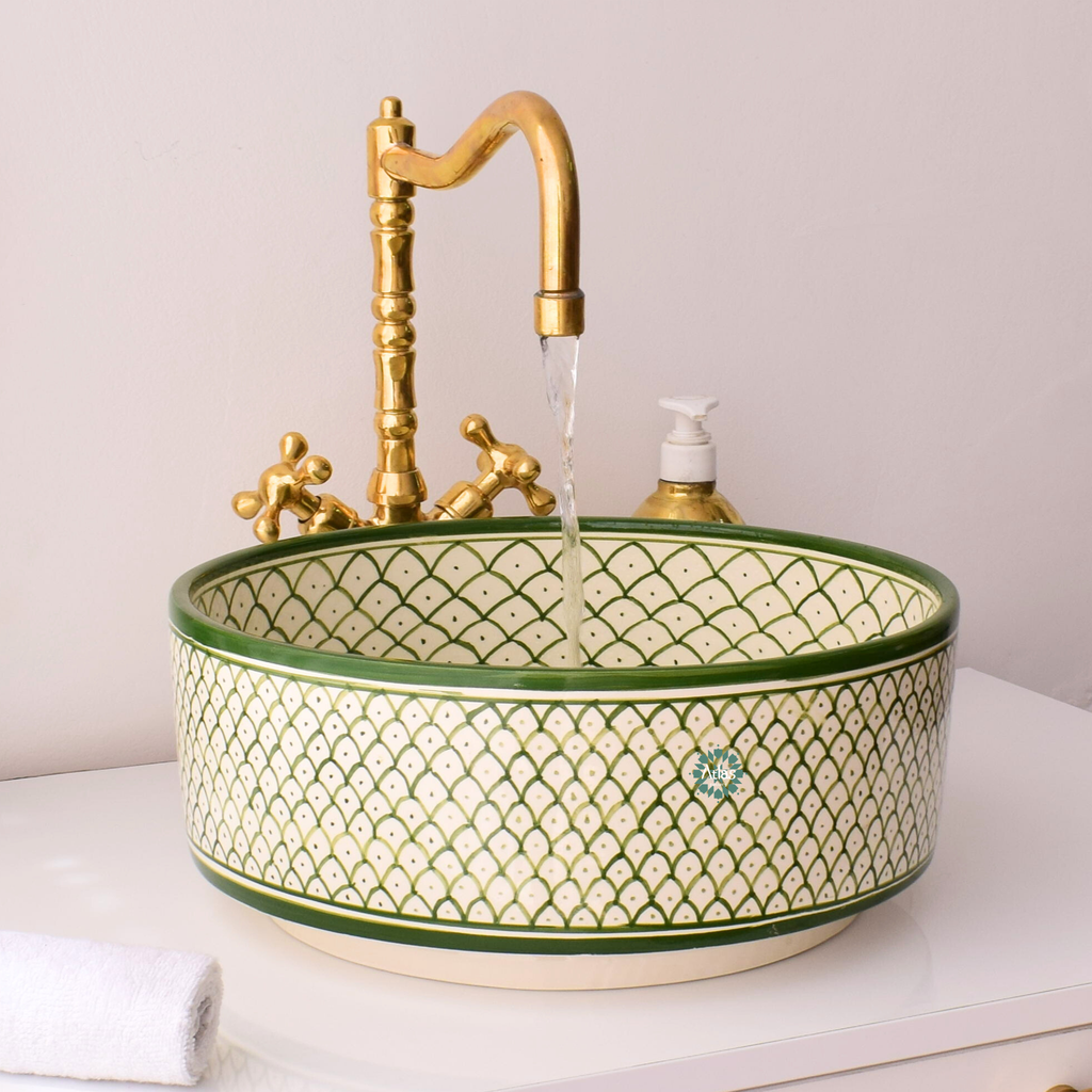 Moroccan handmade ceramic sink for bathroom decor