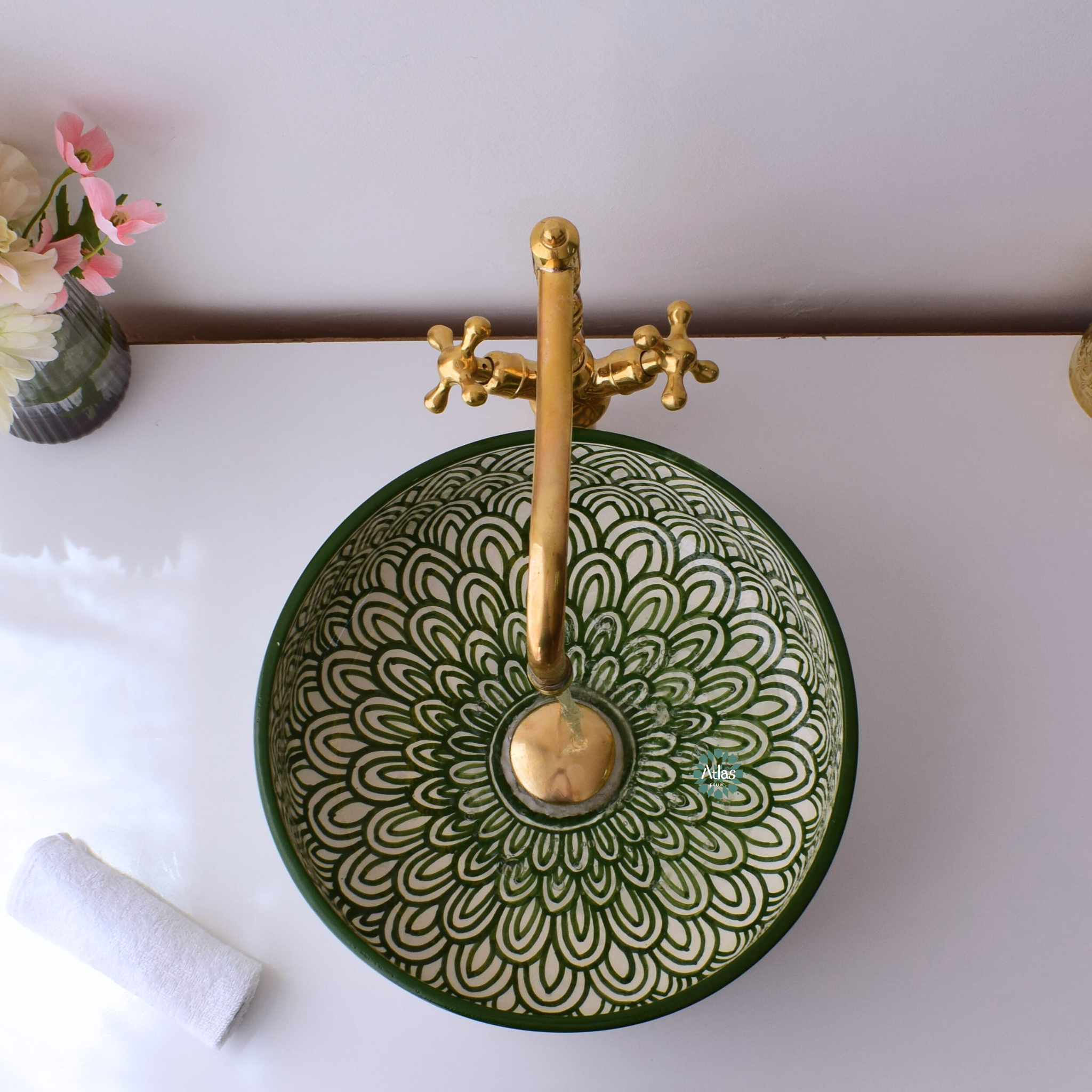 Moroccan handmade ceramic sink for bathroom decor