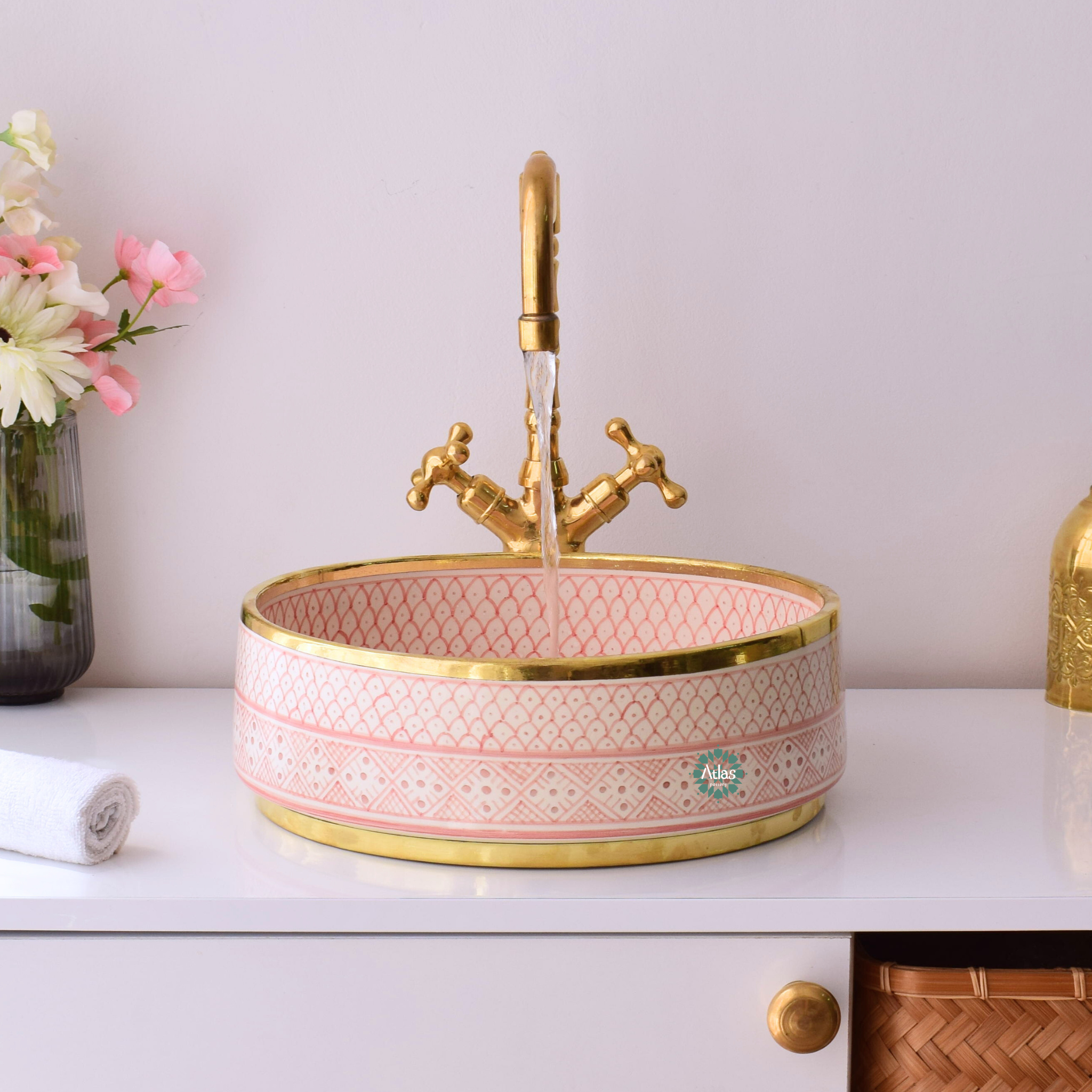 Moroccan handmade ceramic sink for bathroom decor