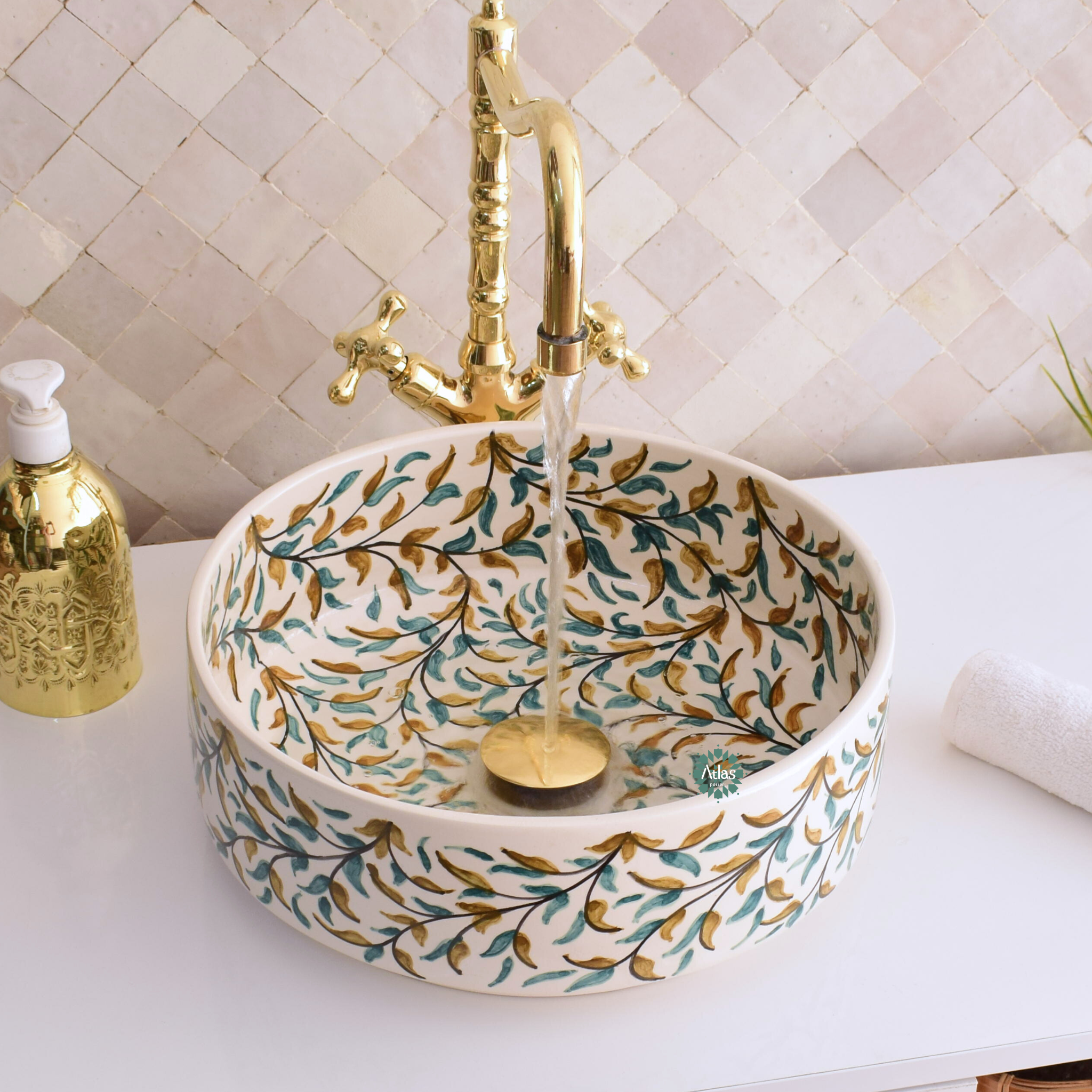Moroccan handmade ceramic sink for bathroom decor
