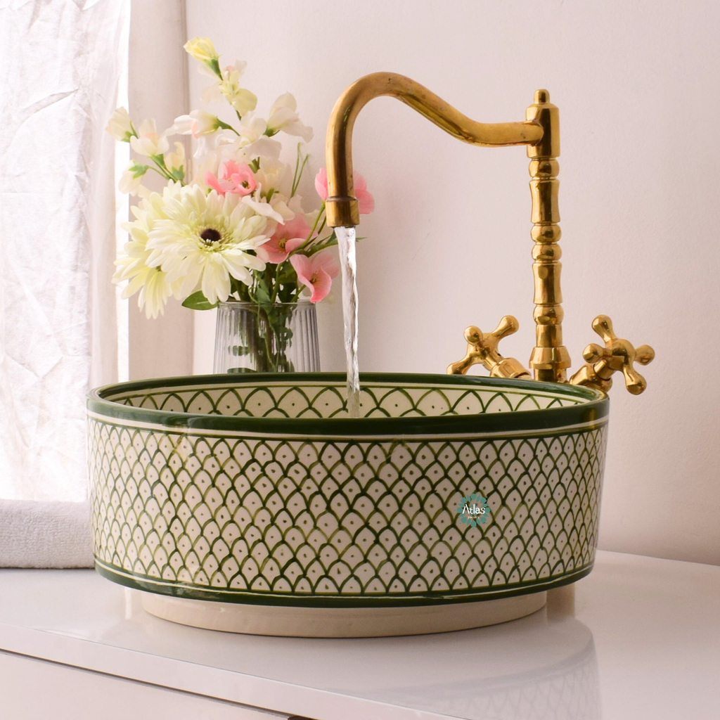 Moroccan handmade ceramic sink for bathroom decor