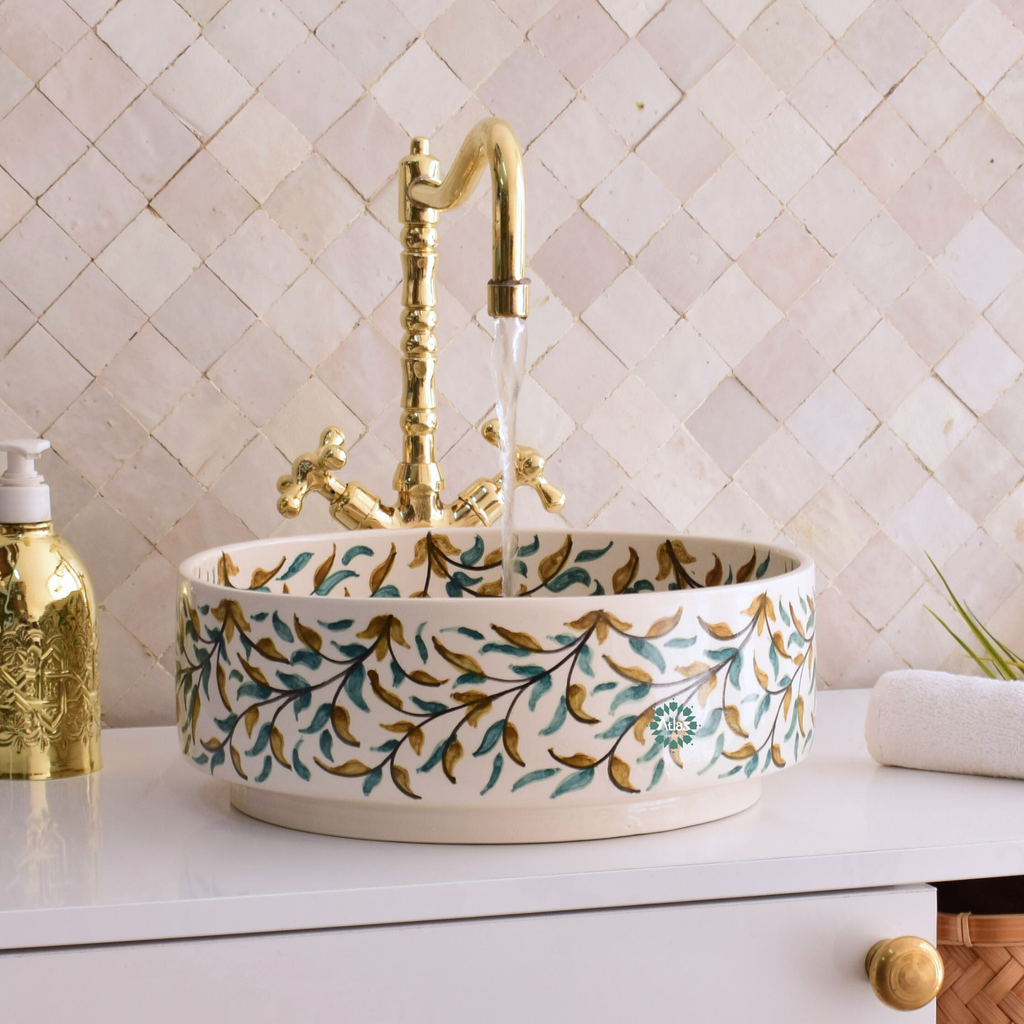 Moroccan handmade ceramic sink for bathroom decor