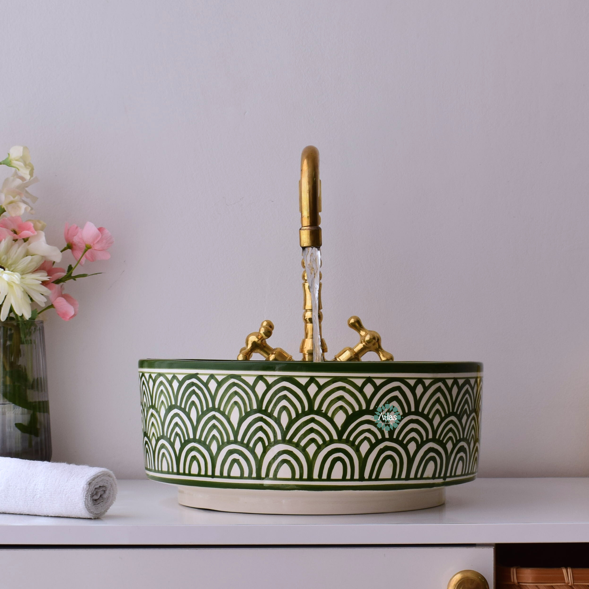 Moroccan handmade ceramic sink for bathroom decor