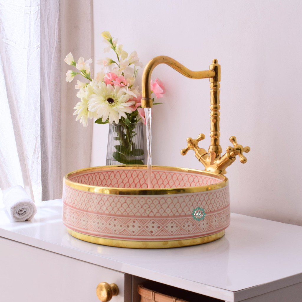 Moroccan handmade ceramic sink for bathroom decor