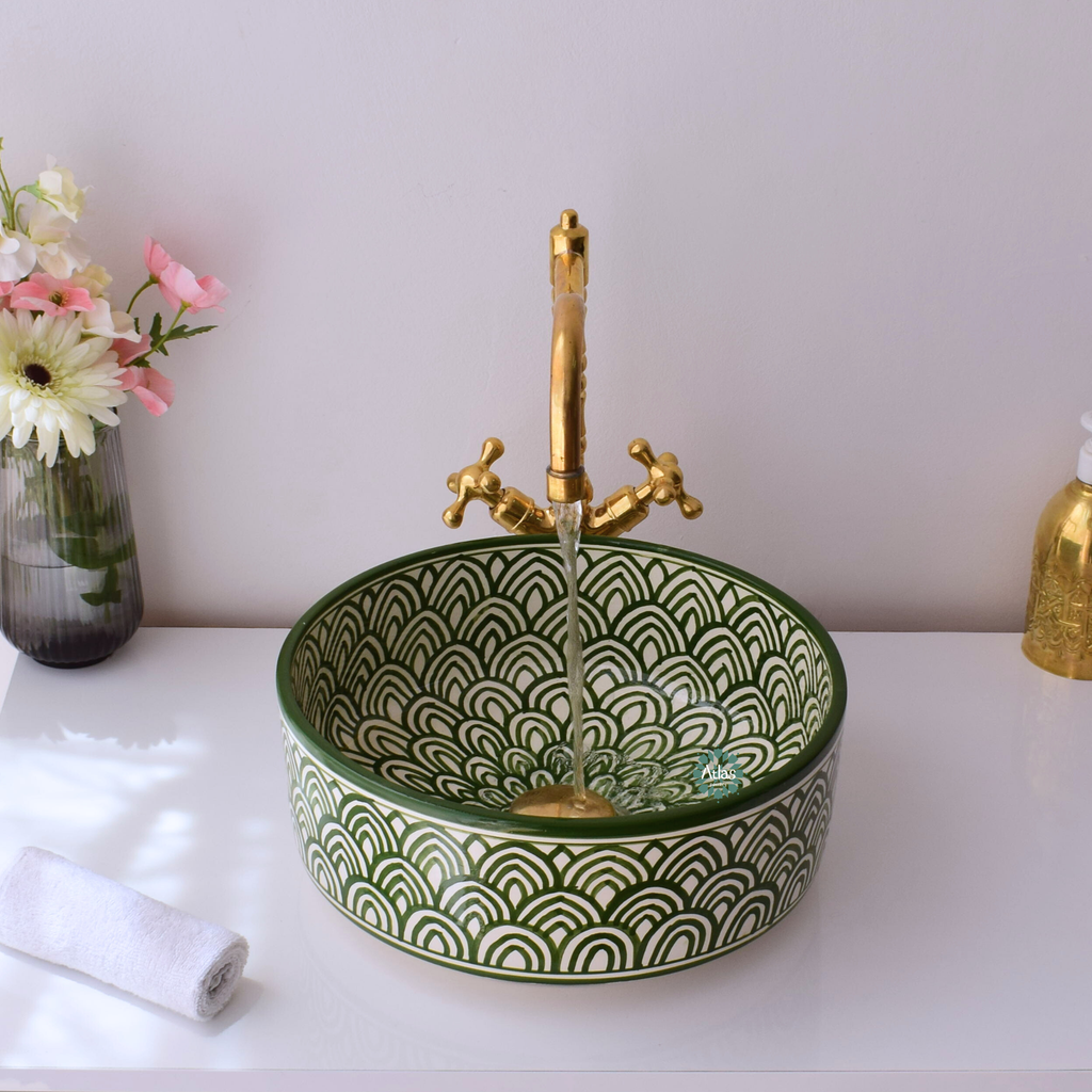 Moroccan handmade ceramic sink for bathroom decor