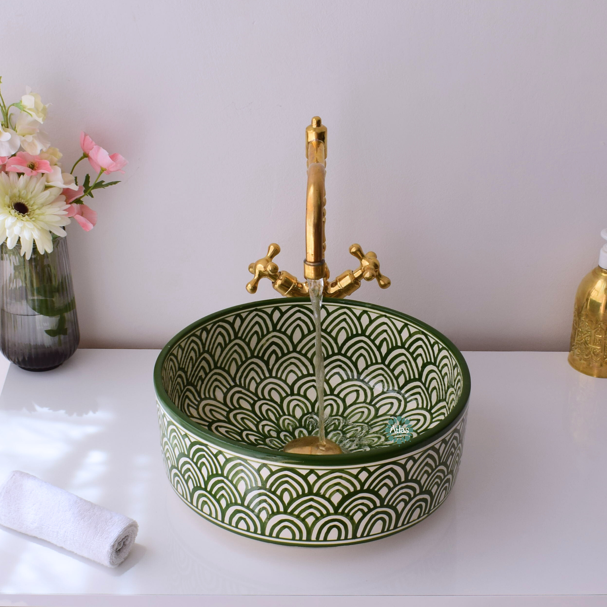 Moroccan handmade ceramic sink for bathroom decor