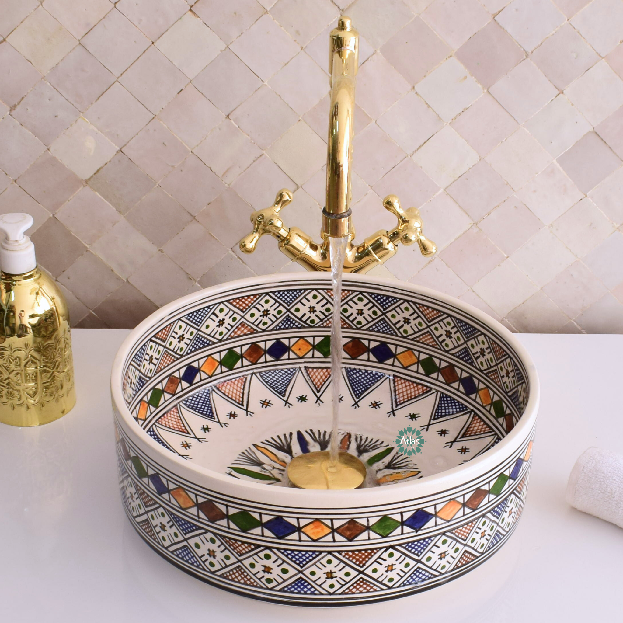 Moroccan handmade ceramic sink for bathroom decor