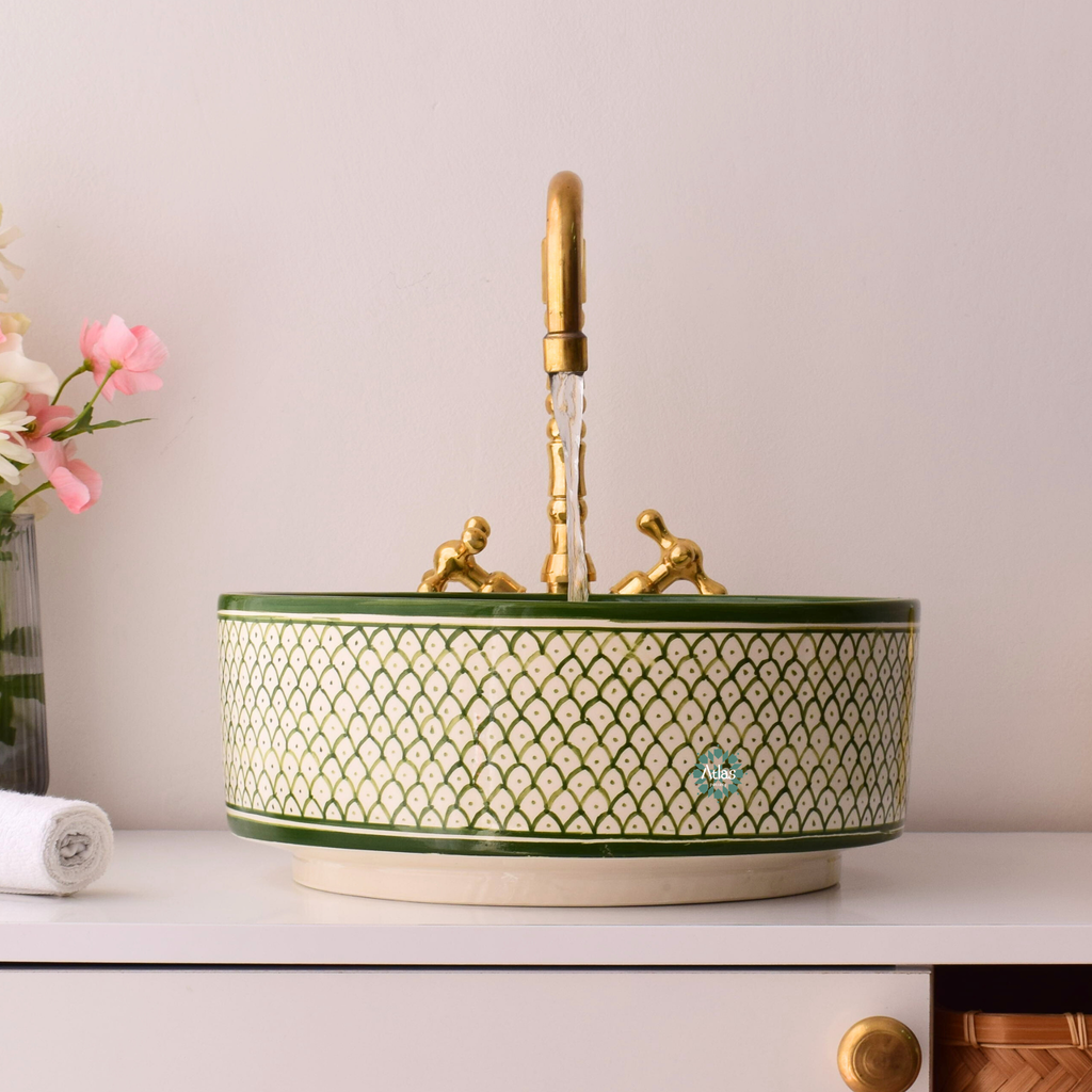 Moroccan handmade ceramic sink for bathroom decor