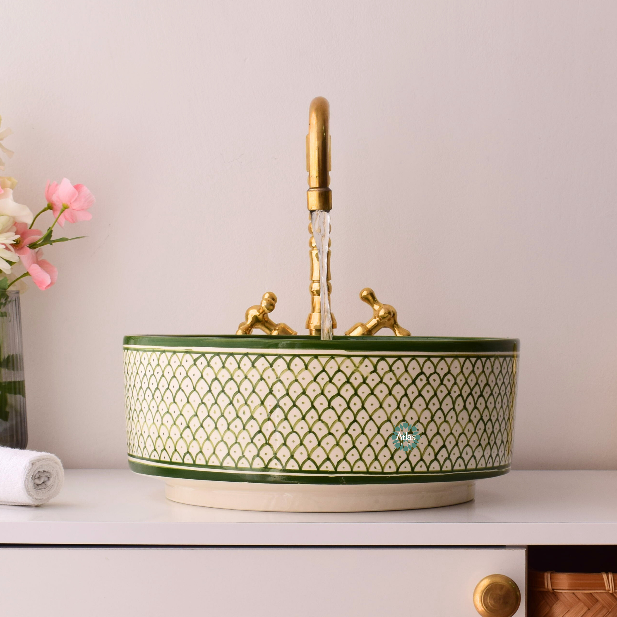 Moroccan handmade ceramic sink for bathroom decor