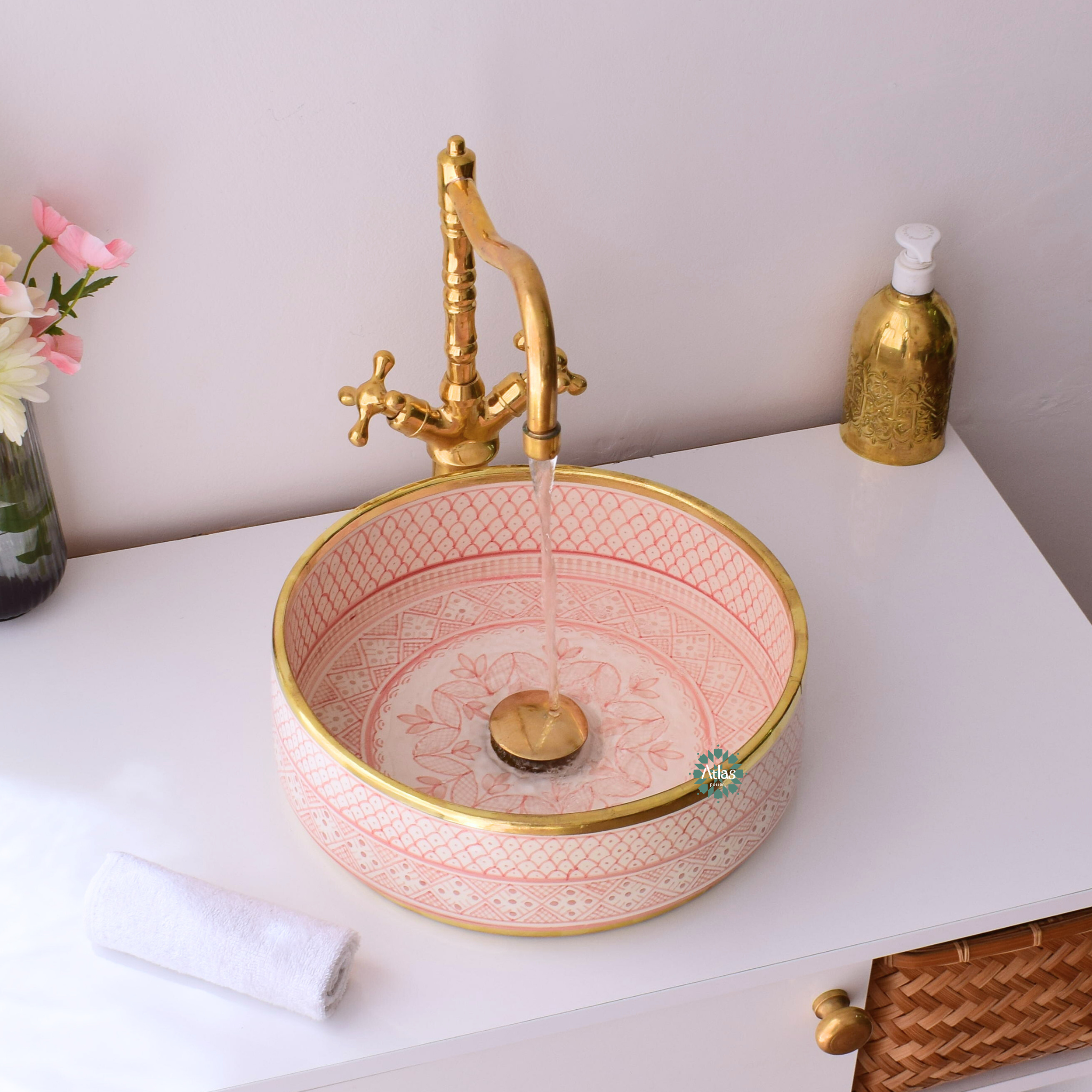 Moroccan handmade ceramic sink for bathroom decor