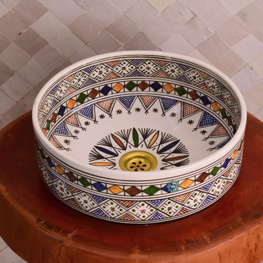 Moroccan handmade ceramic sink for bathroom decor