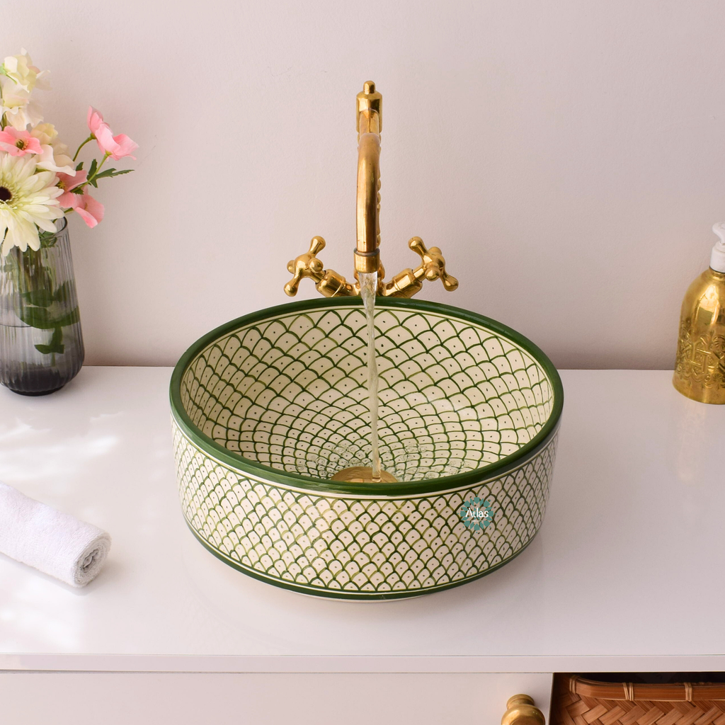 Moroccan handmade ceramic sink for bathroom decor