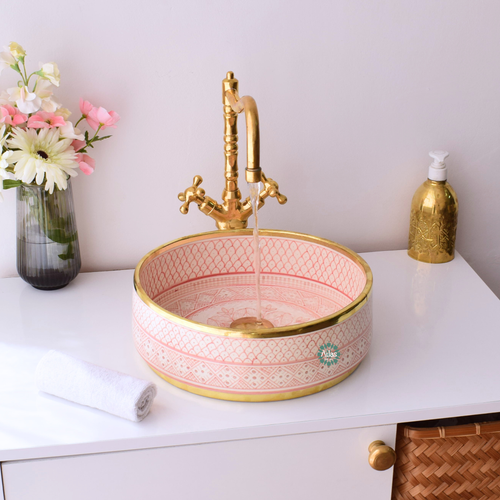 Moroccan handmade ceramic sink for bathroom decor