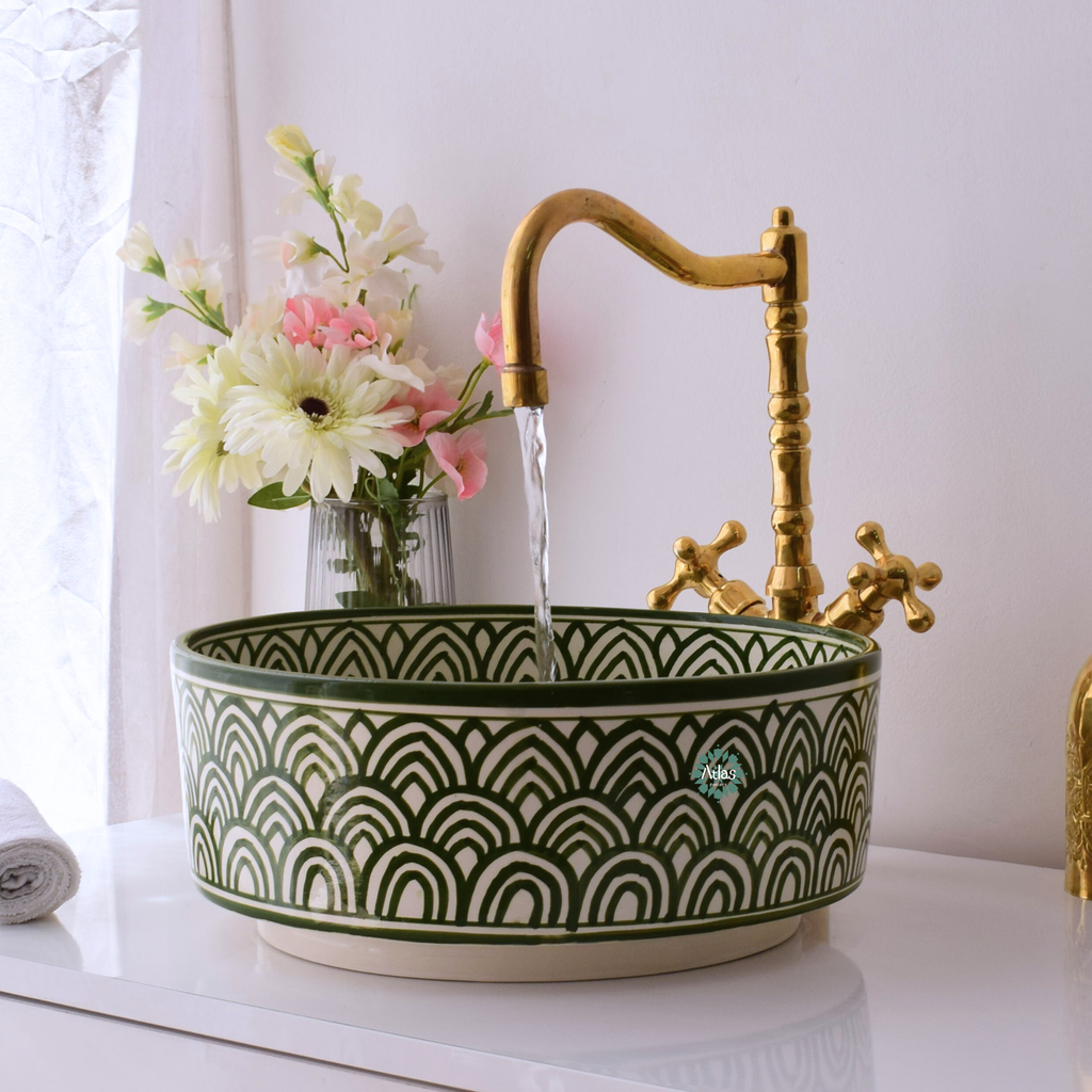 Moroccan handmade ceramic sink for bathroom decor