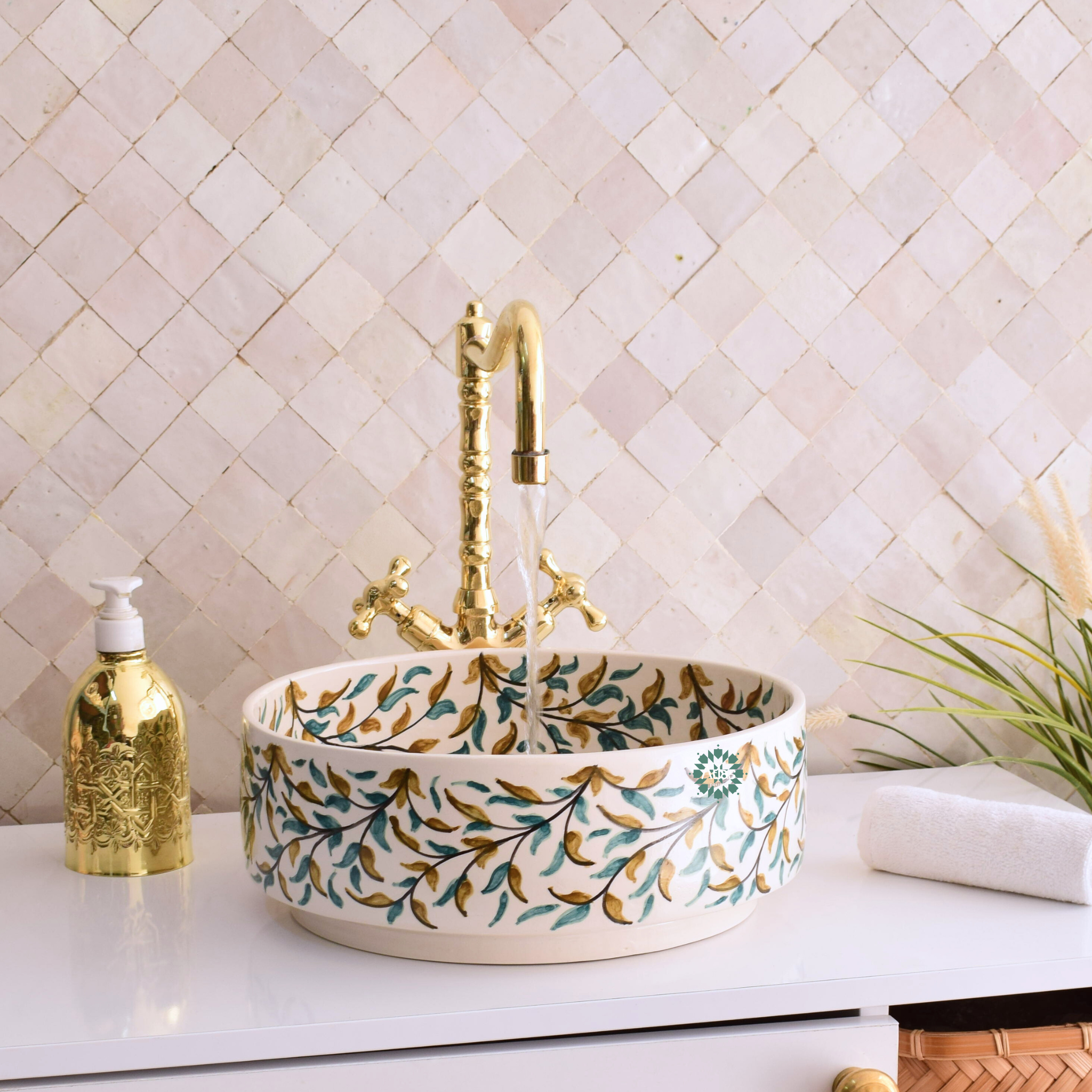 Moroccan handmade ceramic sink for bathroom decor