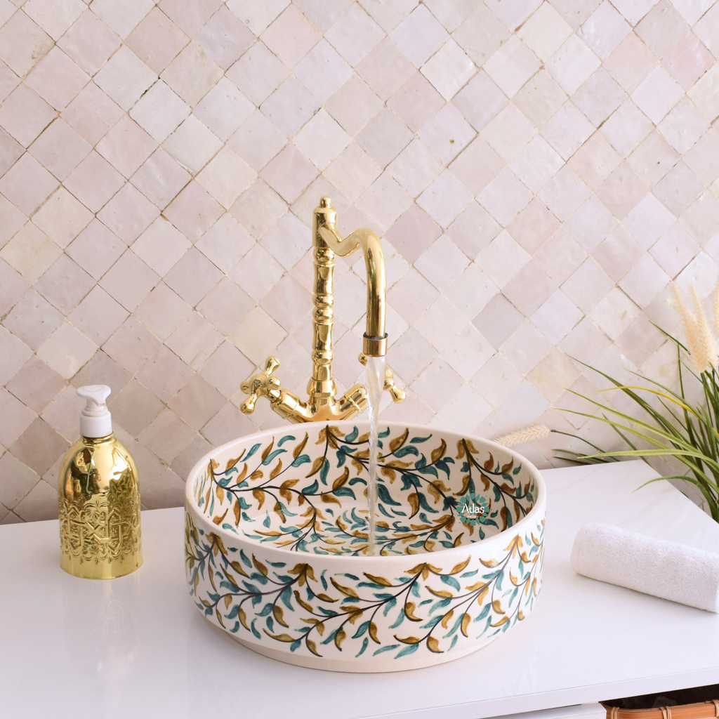 Moroccan handmade ceramic sink for bathroom decor