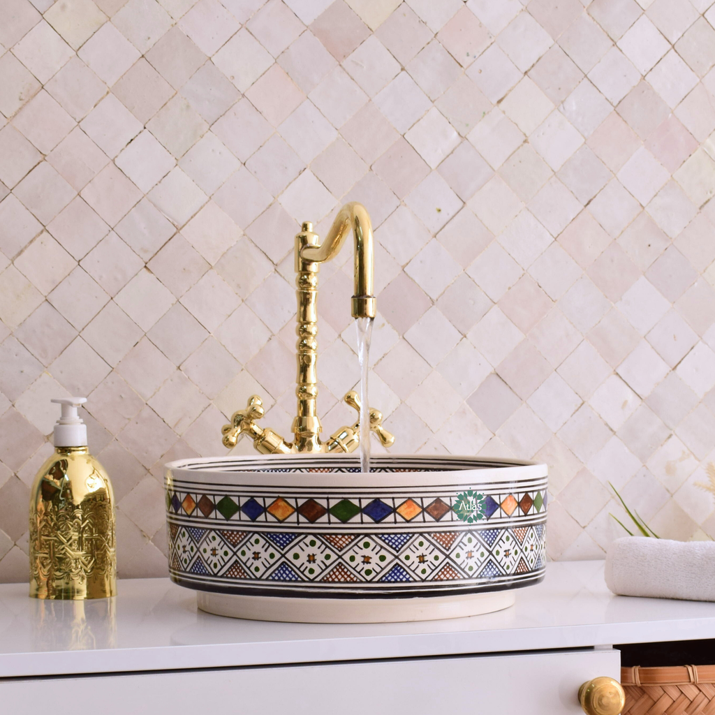Moroccan handmade ceramic sink for bathroom decor