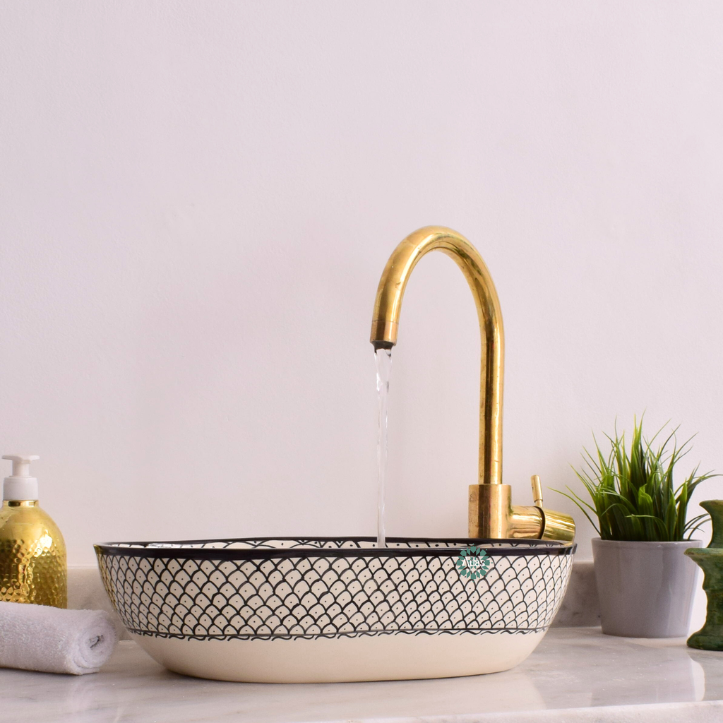Oval Ceramic Sink, handmade moroccan sink for bathroom decor