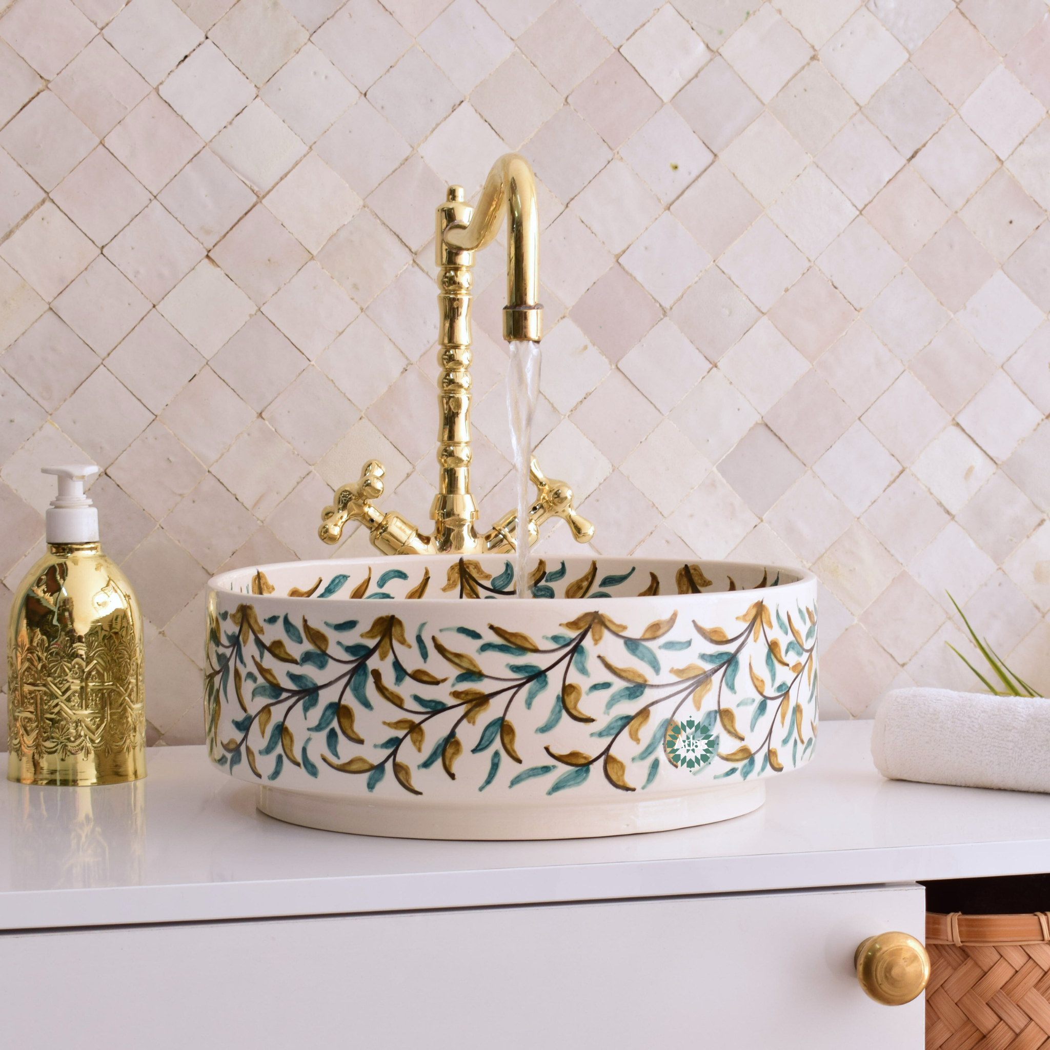 Moroccan handmade ceramic sink for bathroom decor