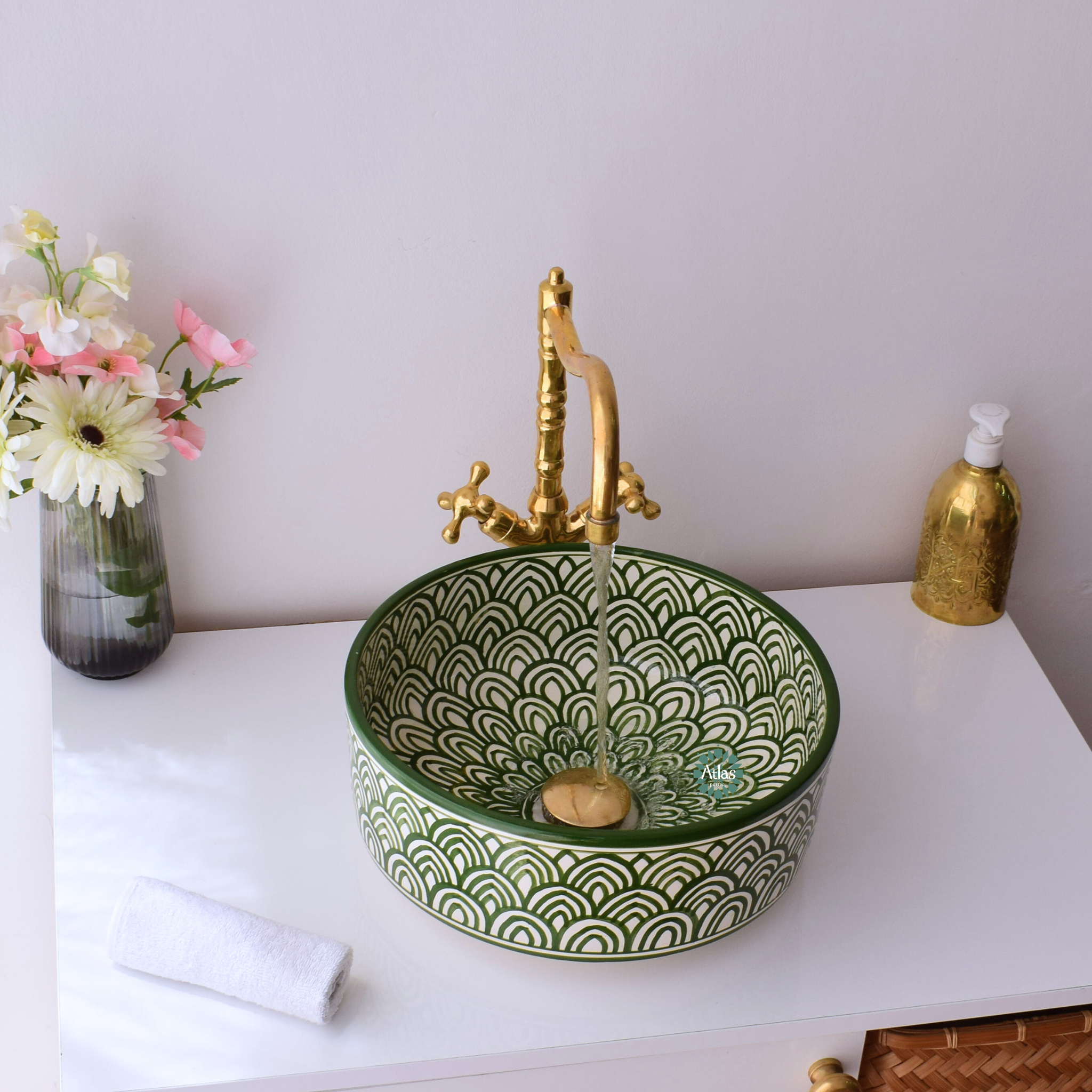 Moroccan handmade ceramic sink for bathroom decor