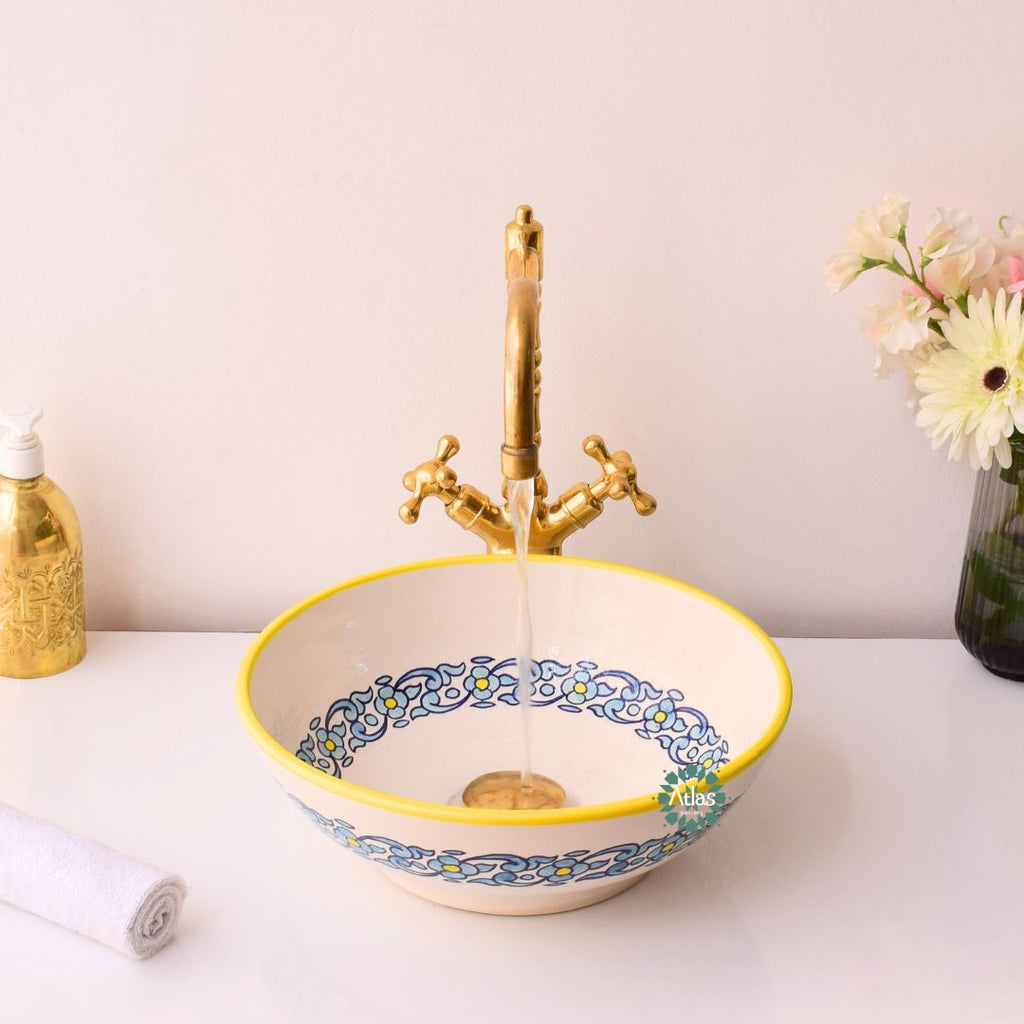 Moroccan Handmade Round Ceramic Sink