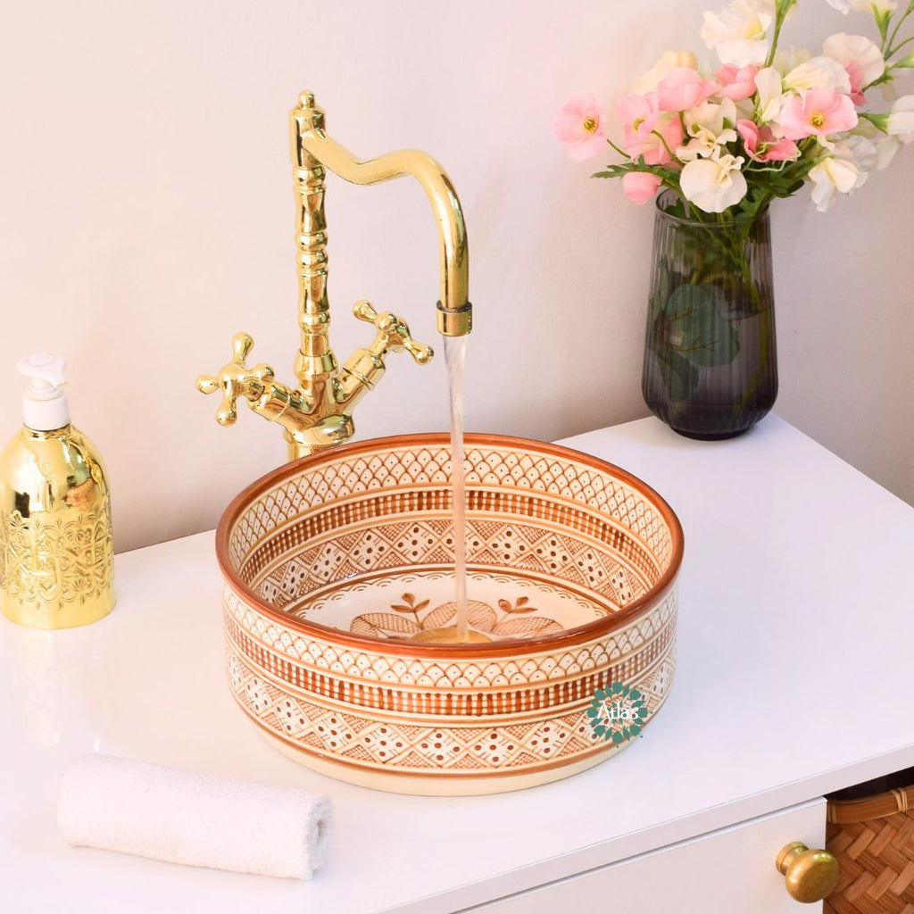 Moroccan handmade ceramic sink for bathroom decor