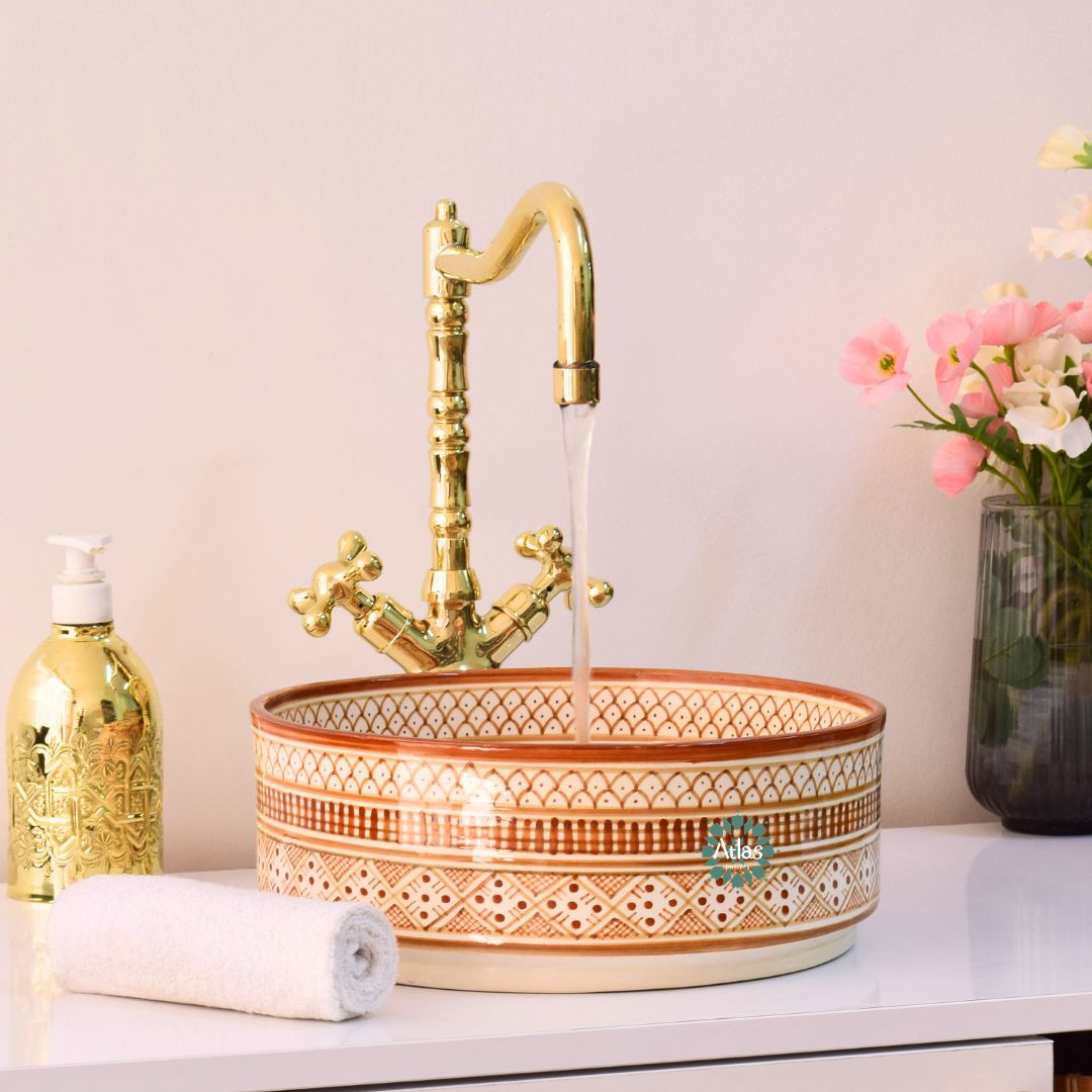 Moroccan handmade ceramic sink for bathroom decor