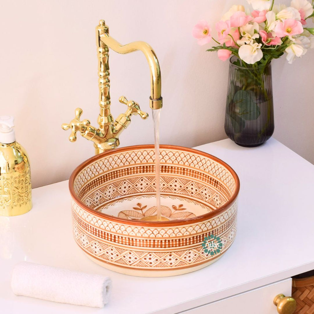 Moroccan handmade ceramic sink for bathroom decor