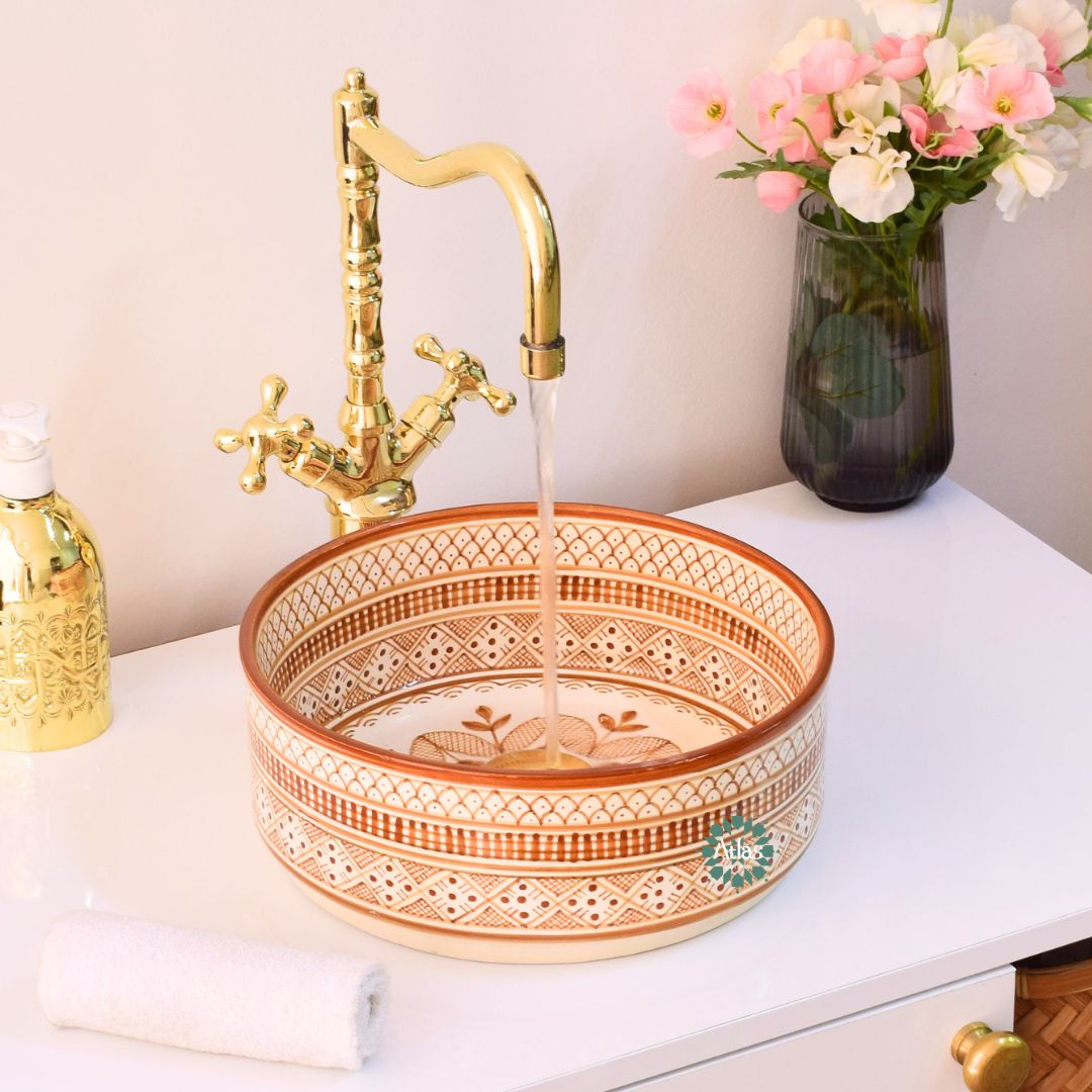 Moroccan handmade ceramic sink for bathroom decor