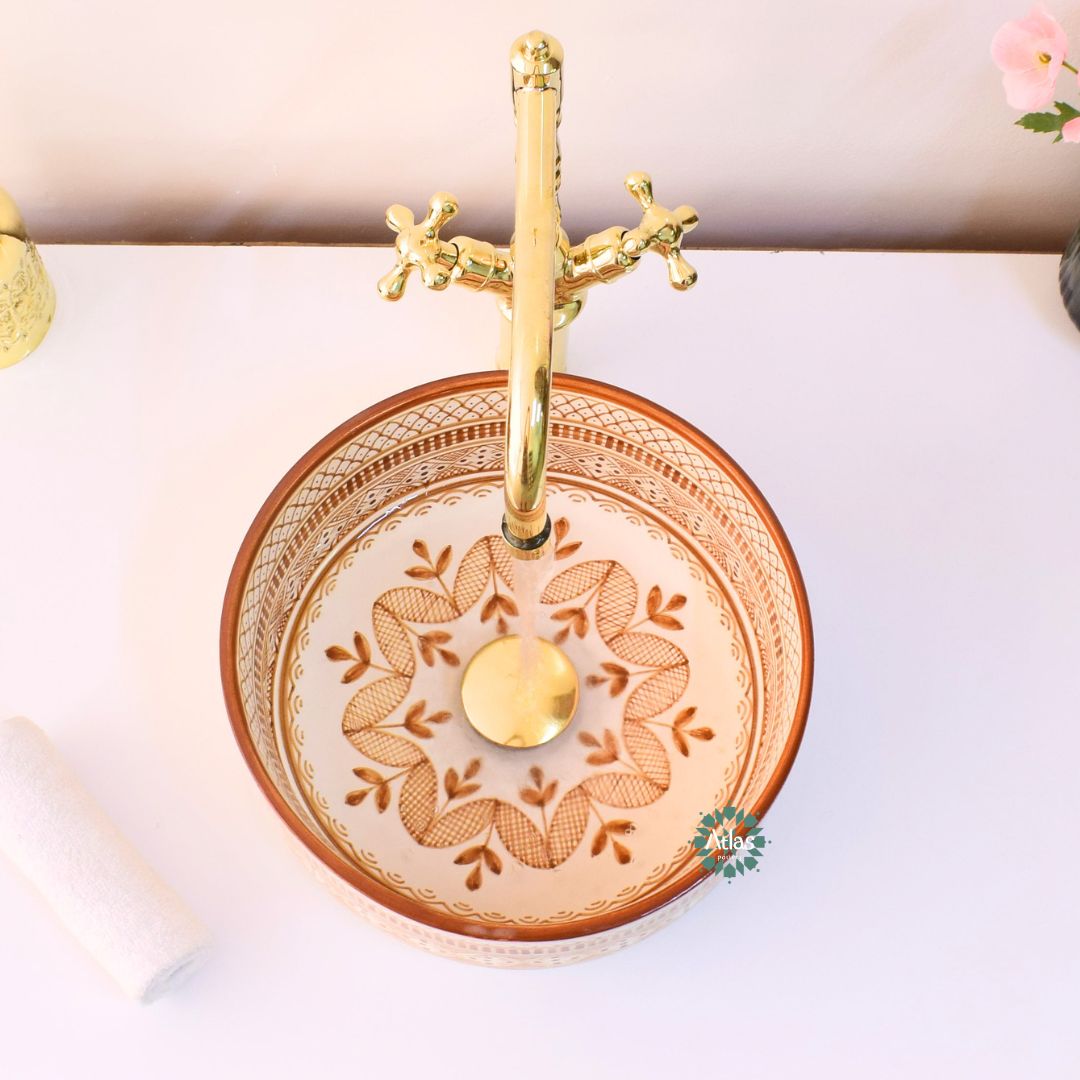 Moroccan handmade ceramic sink for bathroom decor