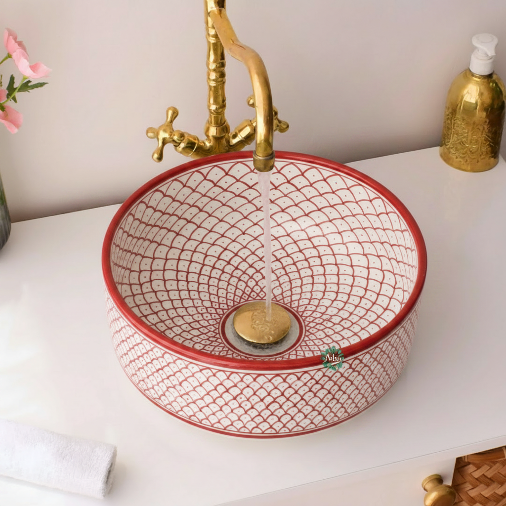 Moroccan handmade ceramic sink for bathroom decor